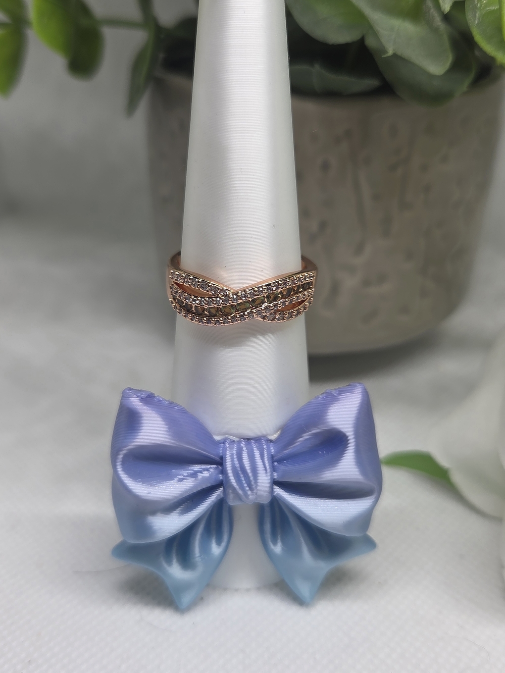 BP Peridot And Diamond CZ Twist Ring On Rose Gold Plating